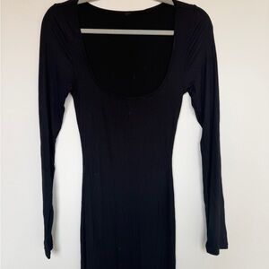 Skims Black Long Sleeve Scoop Neck Women's Dress